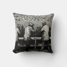 Cojín Decorativo Cazadores de pato Caza en blanco y negro