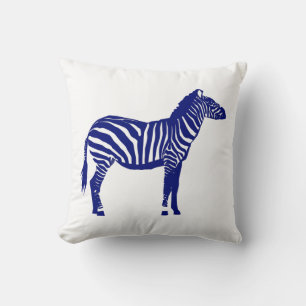 Cojín Decorativo Cebra - Azul y blanco de cobalto oscuro
