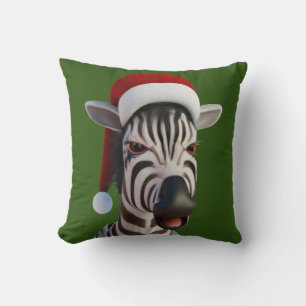 Cojín Decorativo Cebra de Navidad Animal Divertido con Sombrero de