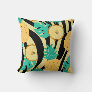 Cojín Decorativo Cebra, monstera, piña: patrón de verano.