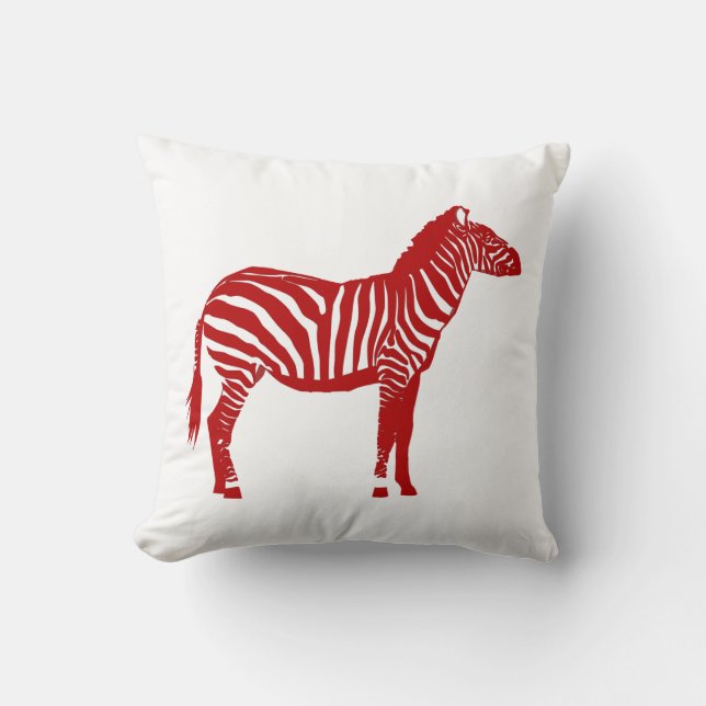 Cojín Decorativo Cebra - Rojo profundo y blanco (Anverso)