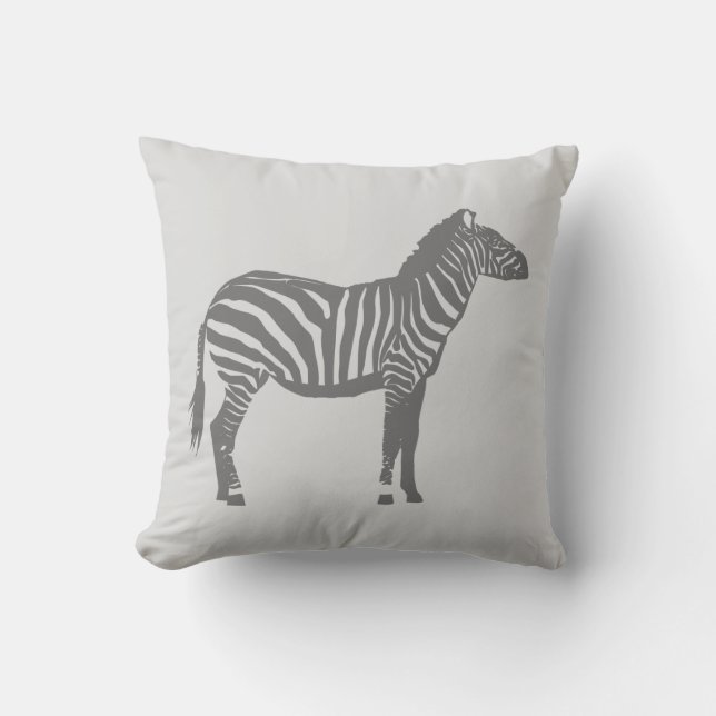 Cojín Decorativo Cebra - Tonos de Gris (Anverso)