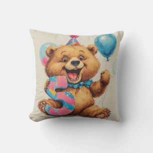 Cojín Decorativo Celebración de cumpleaños de adorable oso de peluc