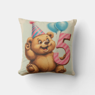 Cojín Decorativo Celebración de cumpleaños de adorable oso de peluc