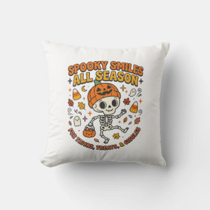 Cojín Decorativo Celebración de Esqueleto Acogedor de Halloween