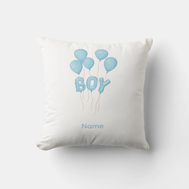 Cojín Decorativo Celebración de globo bebé niño azul (Anverso)