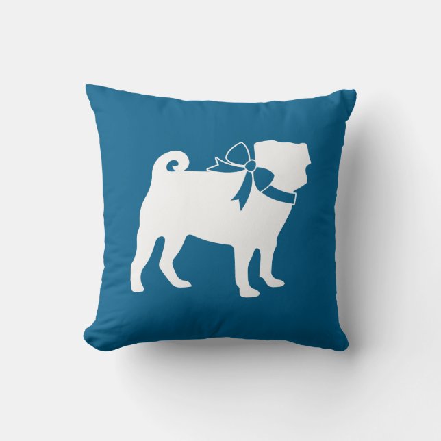 Cojín Decorativo Celebración del tema azul Pug Fiesta (Anverso)