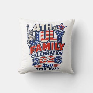 Cojín Decorativo Celebración Familiar del 4 de Julio 2026 250 Años 