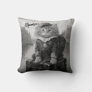Cojín Decorativo Celebraciones de invierno en la nieve, con gatitos
