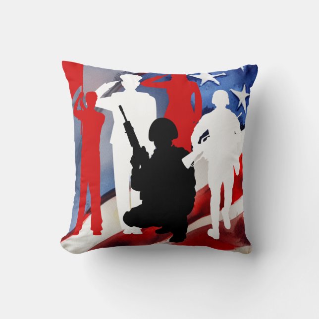 Cojín Decorativo Celebrando a los veteranos (Anverso)
