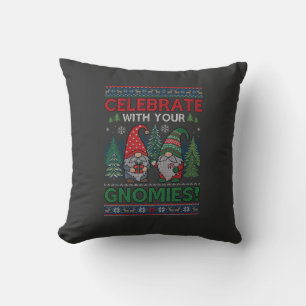 Cojín Decorativo Celebrar Gnomies Navidad Gnomos Árboles Reno