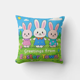Cojín Decorativo Celebrar la Pascua Colorida Bunnies