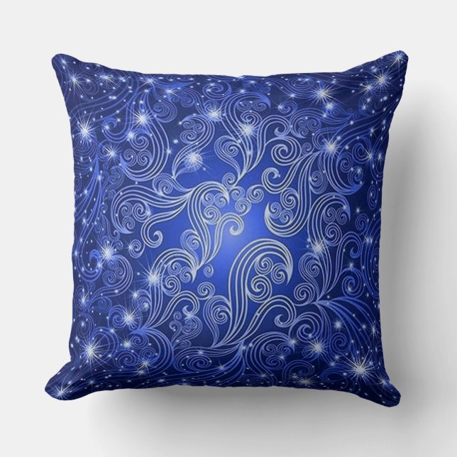 Cojín decorativo Celestial Blue Swirls & Stars (Anverso)