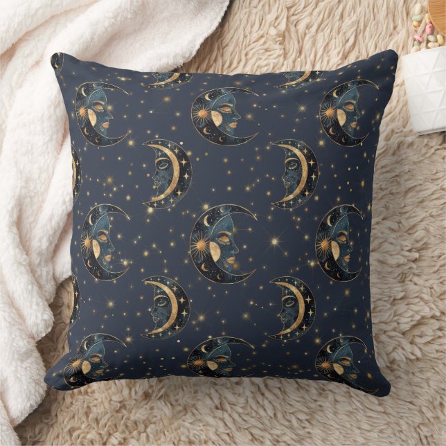 Cojín Decorativo Celestial Moon Gold Starry Night Pattern (3) (Manta)