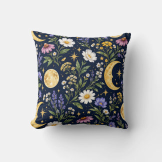 Cojín Decorativo Celestial Moon & Wildflower Botánico Sin Costuras