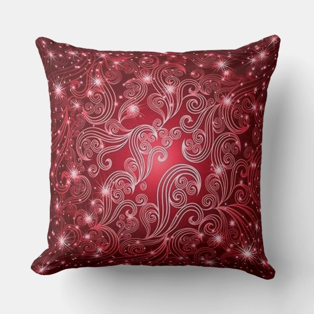 Cojín decorativo Celestial Red Swirls & Stars (Anverso)