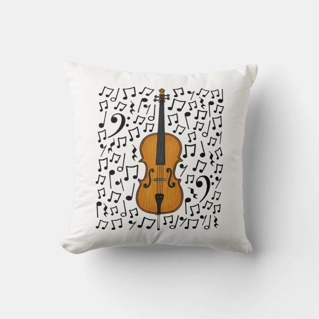 Cojín Decorativo Cello Con Notas Musicales, Docente De Música Celli (Anverso)