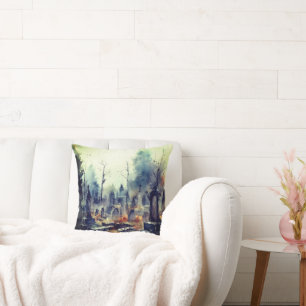 Cojín Decorativo Cementerio espeluznante y espeluznante Halloween v