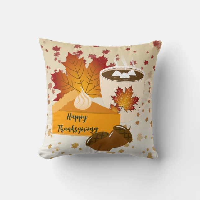Cojín Decorativo Cena de Acción de Gracias Cocina Calabaza Pie Choc (Anverso)