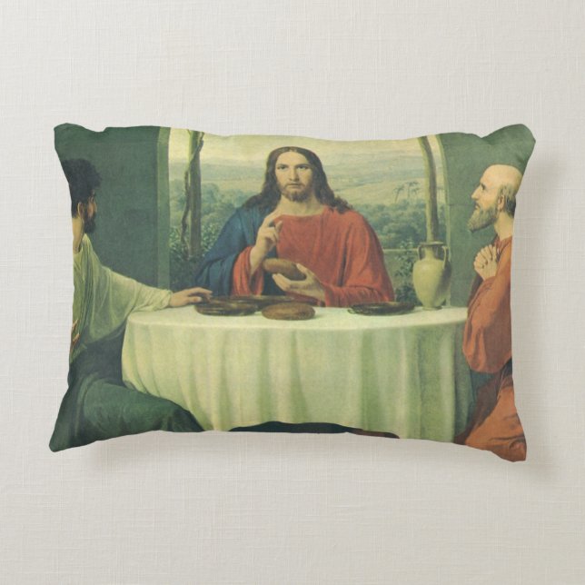 Cojín Decorativo Cena de época en Emaús con Jesucristo (Reverso)