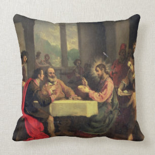 Cojín Decorativo Cena en Emmaus, c.1600-05 (aceite en el panel)