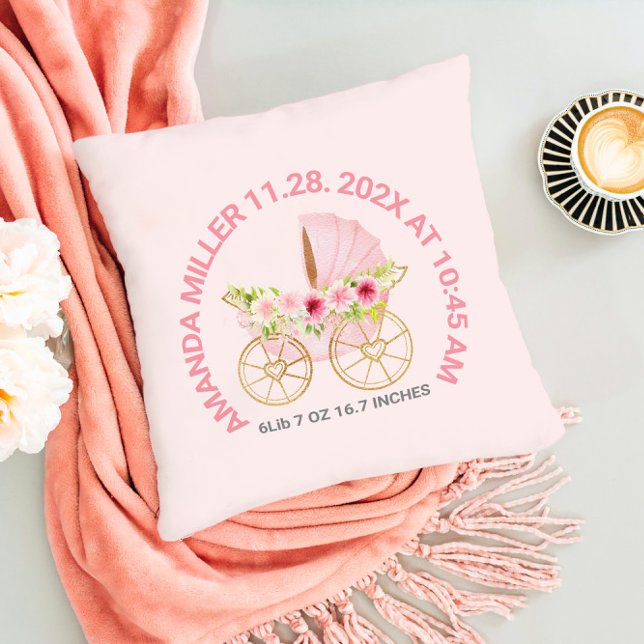 Cojín Decorativo Cena floral rosa lindo Stroller Nacimiento (Subido por el creador)