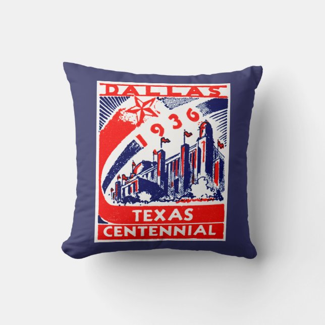 Cojín Decorativo Centennial 1936 de Dallas Tejas (Anverso)