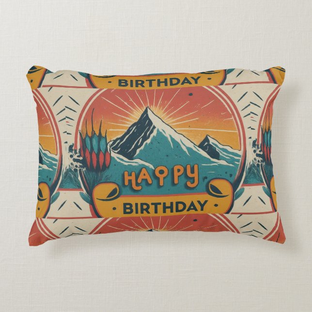 Cojín Decorativo Cepillado feliz cumpleaños del pastel (Anverso)