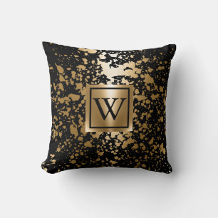 Cojín Decorativo Cepillo metálico negro y dorado