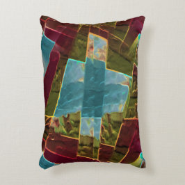 Cojín Decorativo Cera esculpida de aspecto marrón y azul