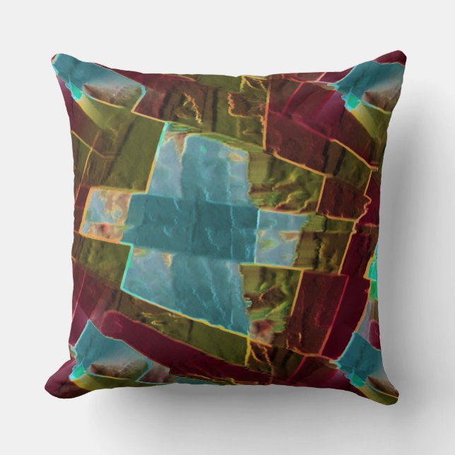 Cojín Decorativo Cera esculpida de aspecto marrón y azul (Anverso)