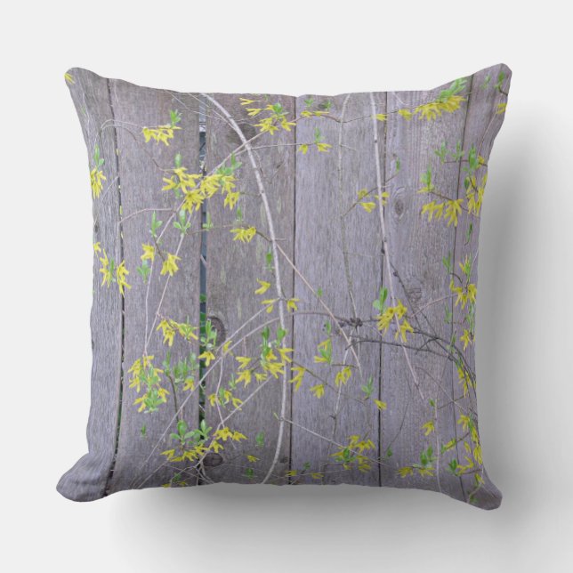 Cojín Decorativo Cerca con Forsythia (Anverso)