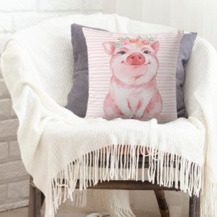 Cojín Decorativo Cerdo adorable en acuarela