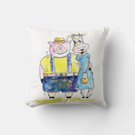 Cojín Decorativo Cerdo caprichoso y blanco