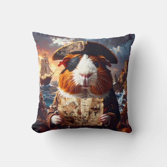 Cojín Decorativo Cerdo de Guinea Pirata (Anverso)