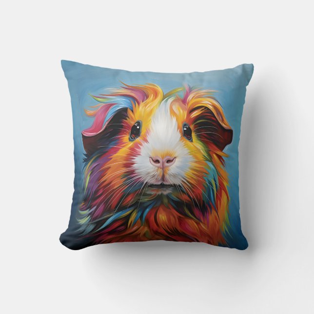 Cojín Decorativo Cerdo de Guinea vibrante (Anverso)