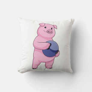 Cojín Decorativo Cerdo en bolera con bola de bolos