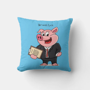 Cojín Decorativo Cerdo gracioso personalizado de traje de negocios