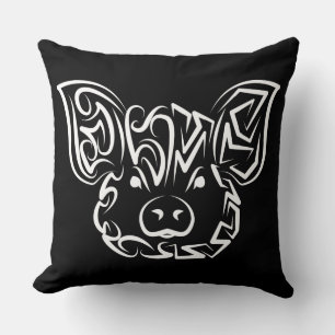 Cojín Decorativo Cerdo tribal blanco y negro