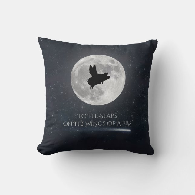 Cojín Decorativo Cerdo Volando A Las Estrellas (Anverso)