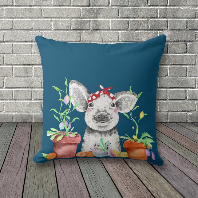 Cojín Decorativo Cerdo y plantas afiladas (Subido por el creador)