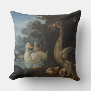 Cojín Decorativo Cerdos de Guinea y un conejo en un paraje de mader