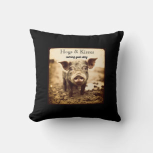 Cojín Decorativo Cerdos Personalizados y Besos Encanto Rústico de C