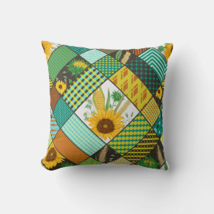 Cojín Decorativo Cereales de patchwork, girasoles, motivos geométri