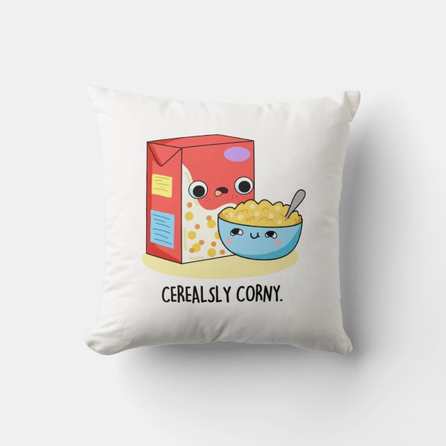 Cojín Decorativo Cereally Corny Funny Leche Cereal Pun (Anverso)