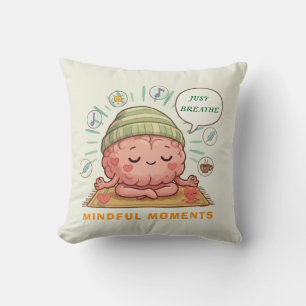 Cojín Decorativo Cerebro Meditando Kawaii Bienestar Zen Salud Ment