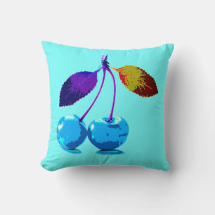 Cojín Decorativo Cerezas azul claro vibrantes