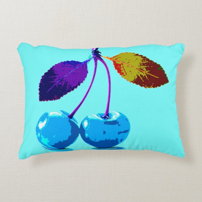 Cojín Decorativo Cerezas azules brillantes (Anverso)