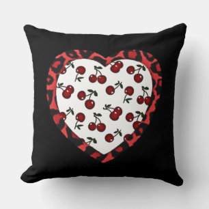 Cojín Decorativo Cerezas RAB Corazón de Estampado de Leopardo Rocka