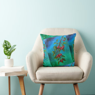 Cojín Decorativo Cerezas Rojas al Amanecer de Verano Pintura de Alf